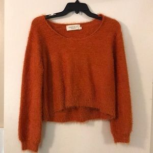 Orange cropped fuzzy sweater
